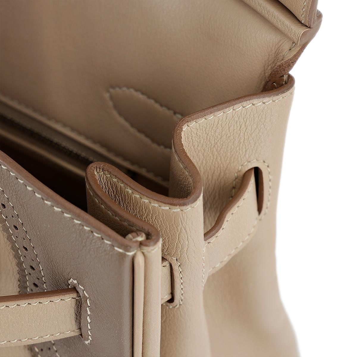 HERMÈS Limited Edition Birkin Ghillies 30 handbag in Argile and Etoupe Swift leather with Palladium hardware - 19