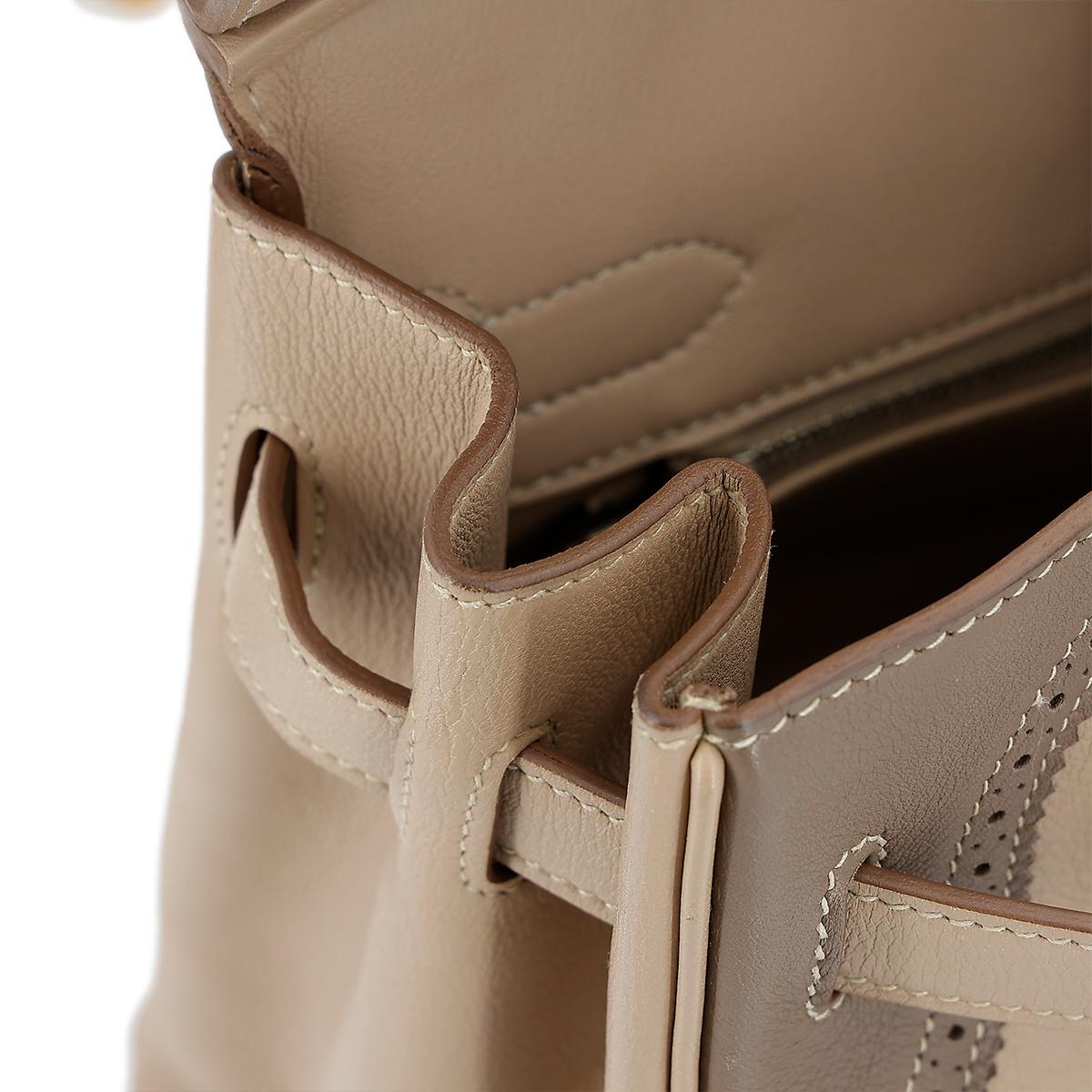 HERMÈS Limited Edition Birkin Ghillies 30 handbag in Argile and Etoupe Swift leather with Palladium hardware - 20