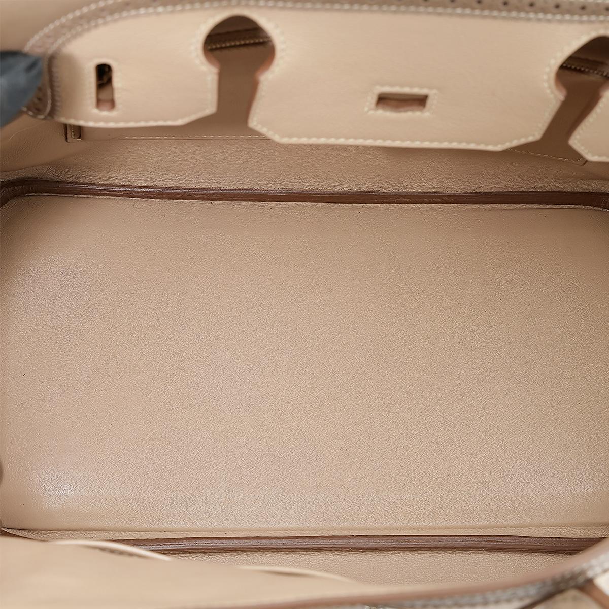 HERMÈS Limited Edition Birkin Ghillies 30 handbag in Argile and Etoupe Swift leather with Palladium hardware - 18