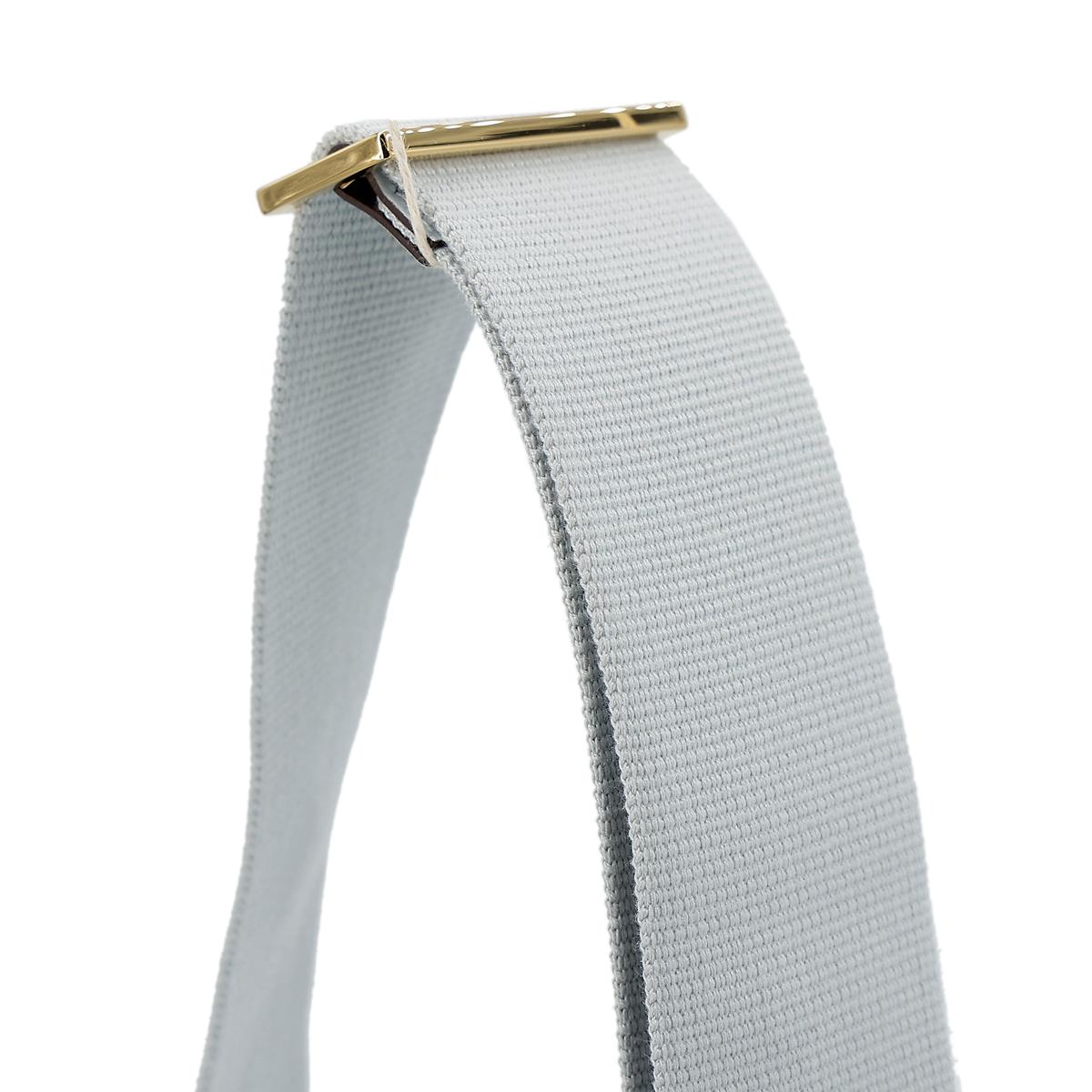 HERMÈS Geta shoulder bag in Blue Brume Chevre leather with Craie interior and Gold hardware - 6