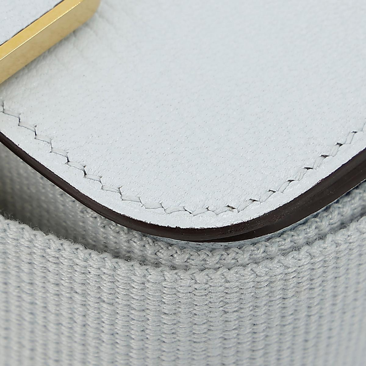 HERMÈS Geta shoulder bag in Blue Brume Chevre leather with Craie interior and Gold hardware - 9