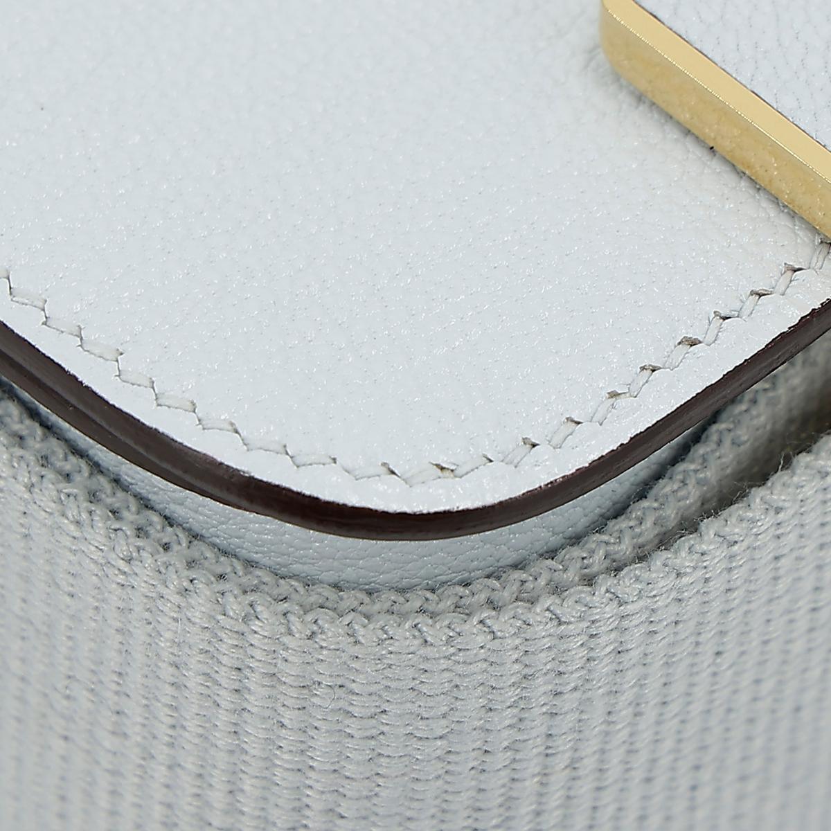 HERMÈS Geta shoulder bag in Blue Brume Chevre leather with Craie interior and Gold hardware - 8