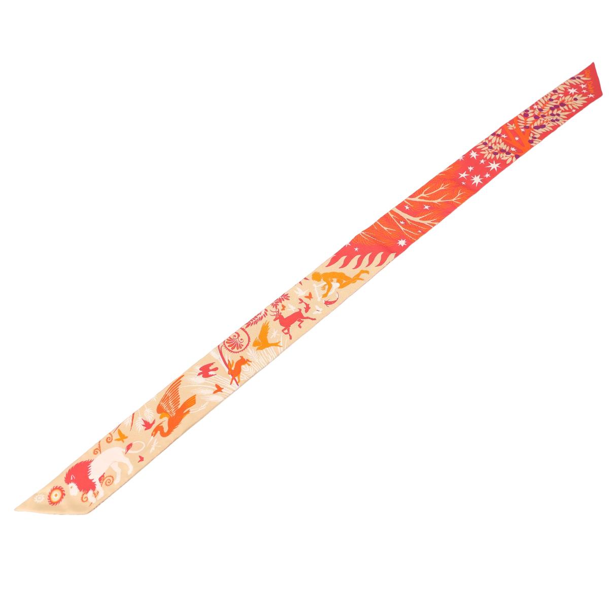 [全新] HERMÈS 愛馬仕 Twilly Sous Le Charme d'Ophee 絲帶 93 Orange 愛馬仕橘 真絲 - 6