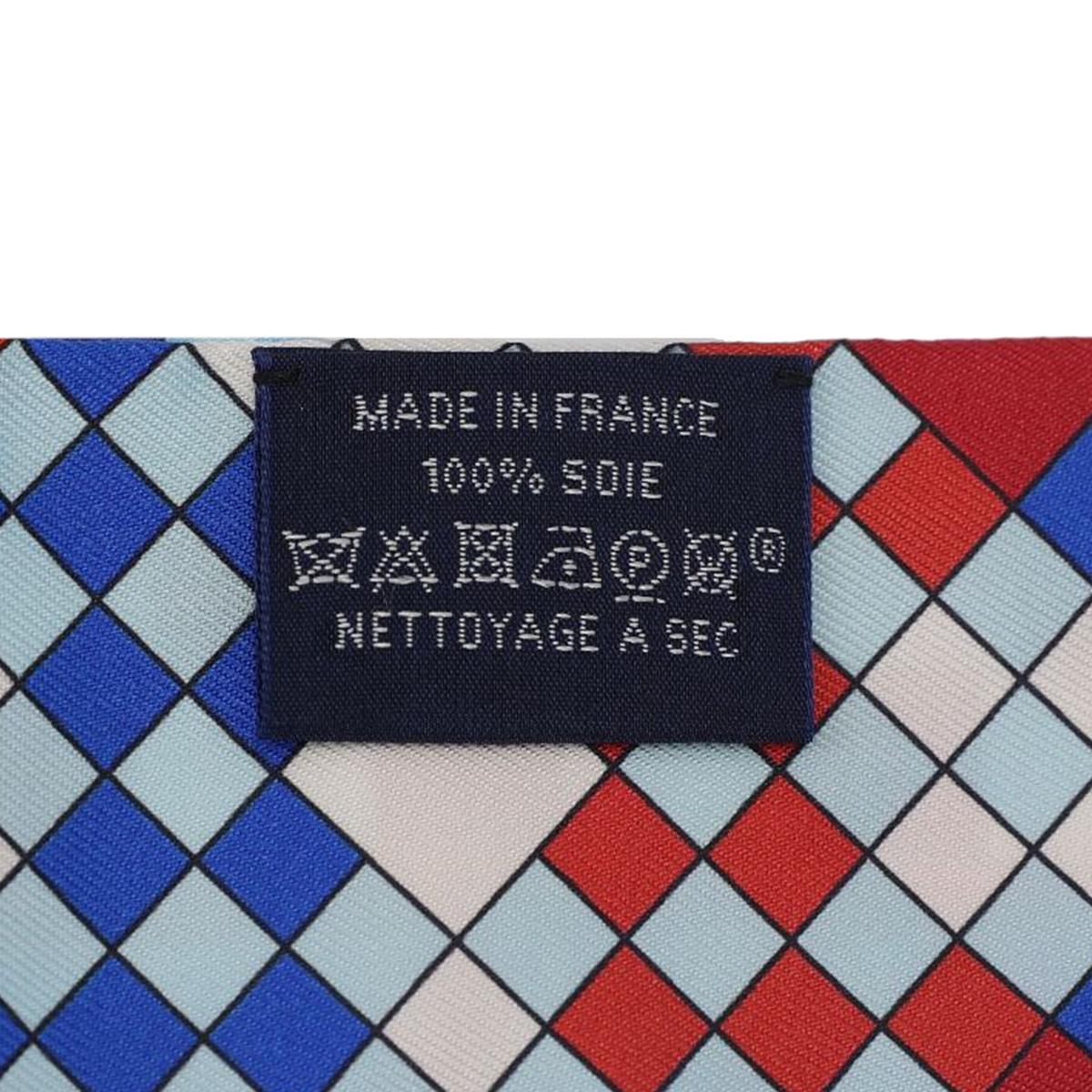 HERMÈS エルメス ツイリー コリエドシアン・リミックス ブルー レッド シルク - 8