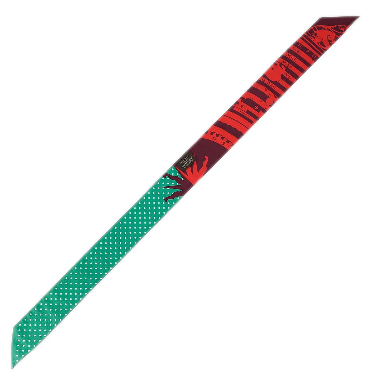 HERMÈS Twilly in Red and Green Silk - 6