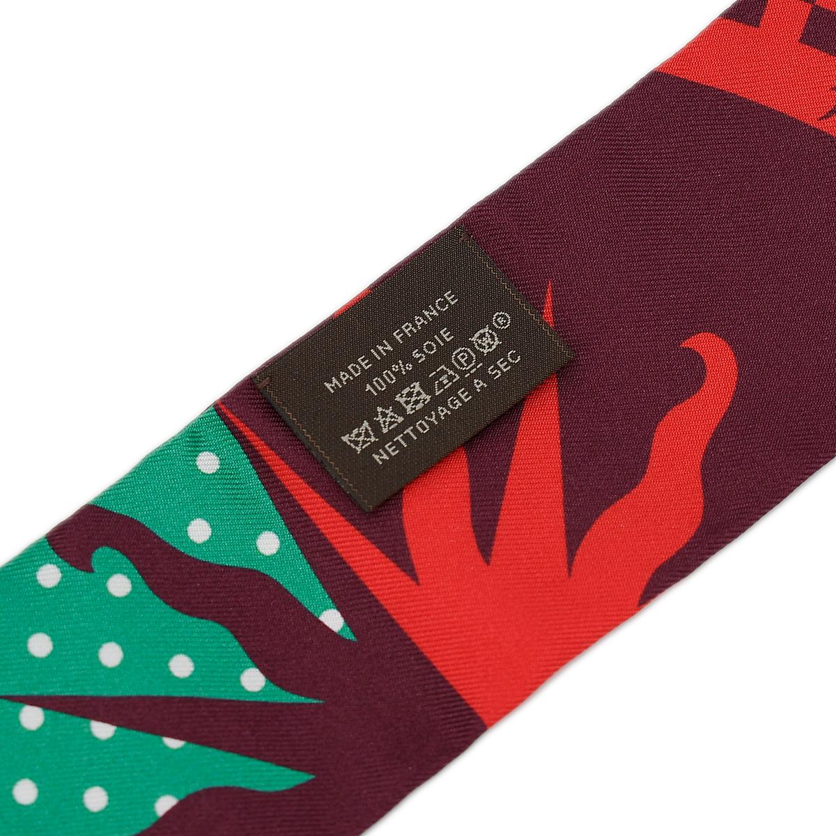 HERMÈS Twilly in Red and Green Silk - 7