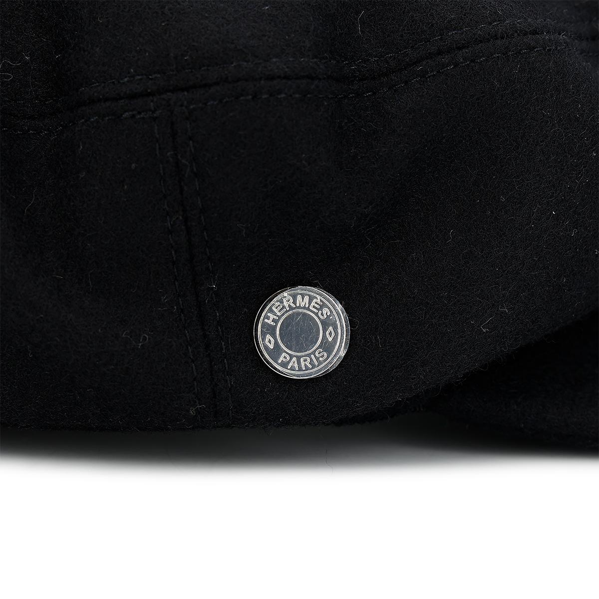 HERMÈS Casquette Dani hat in Black Silk and Cotton with Palladium hardware - 7