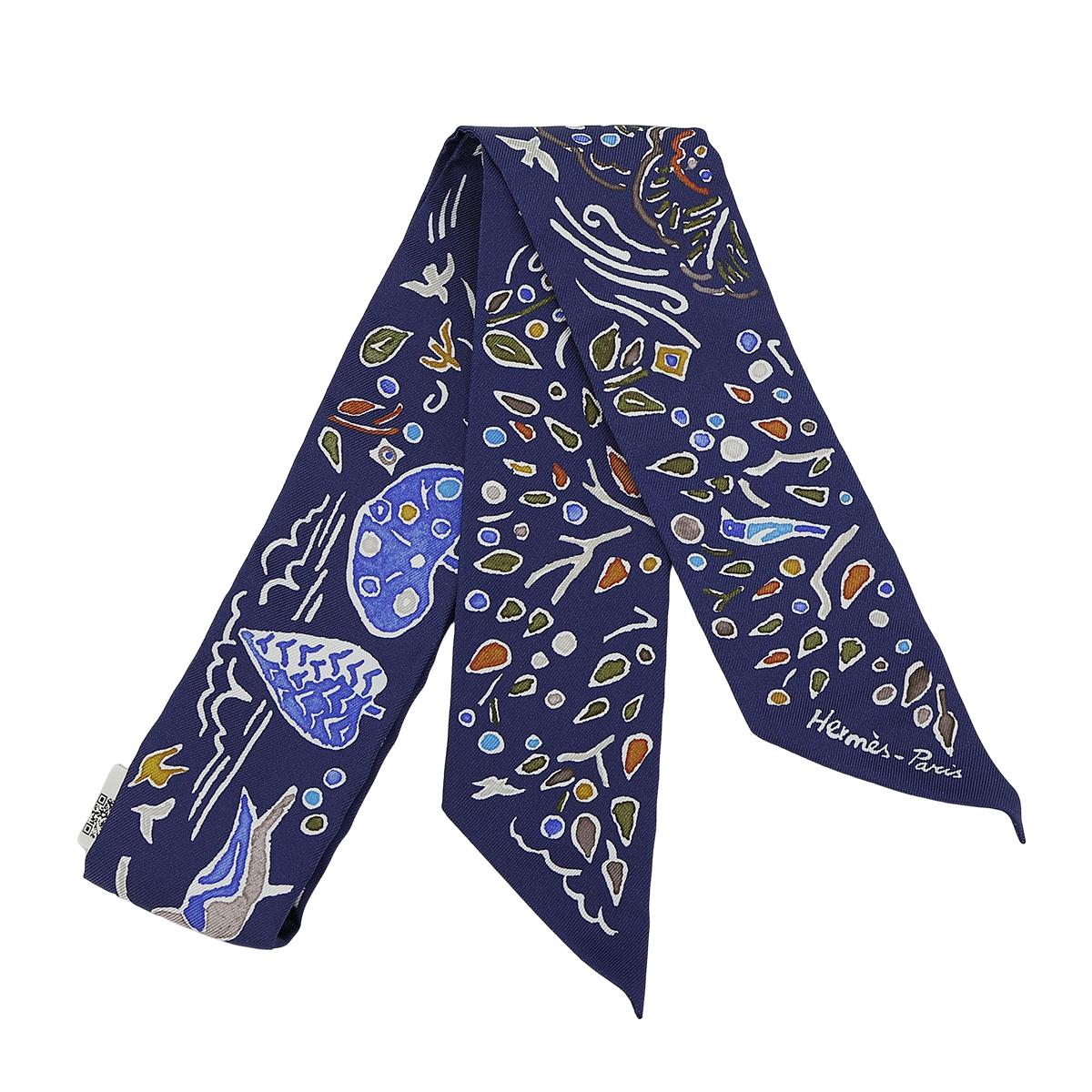 Brand New ( Rank N ) HERMÈS Twilly ISOLA DI PRIMAVERA Blue Silk None - 1