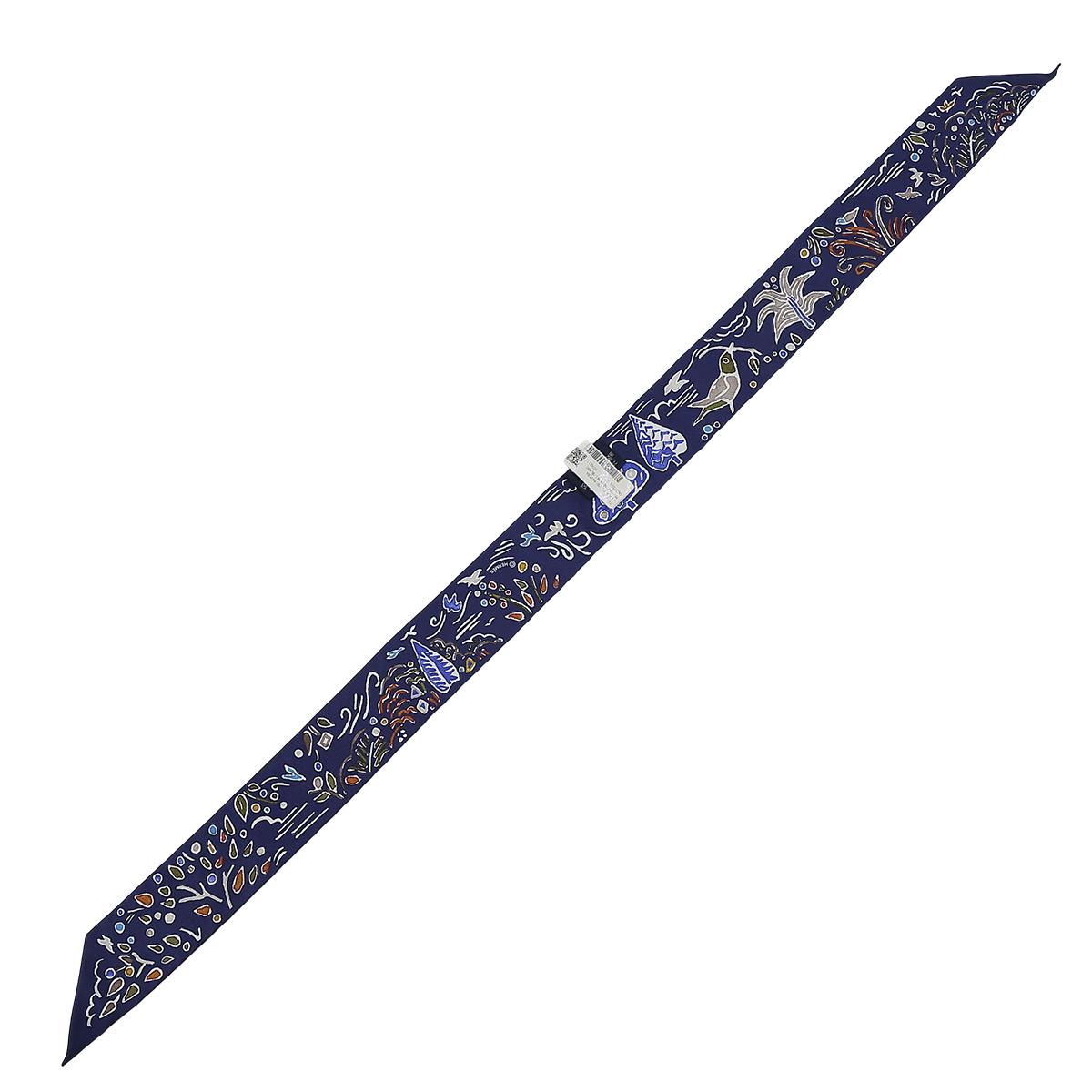 Brand New ( Rank N ) HERMÈS Twilly ISOLA DI PRIMAVERA Blue Silk None - 5