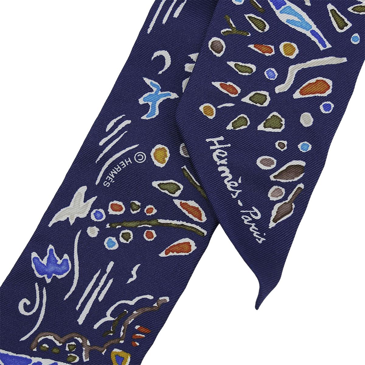 Brand New ( Rank N ) HERMÈS Twilly ISOLA DI PRIMAVERA Blue Silk None - 3