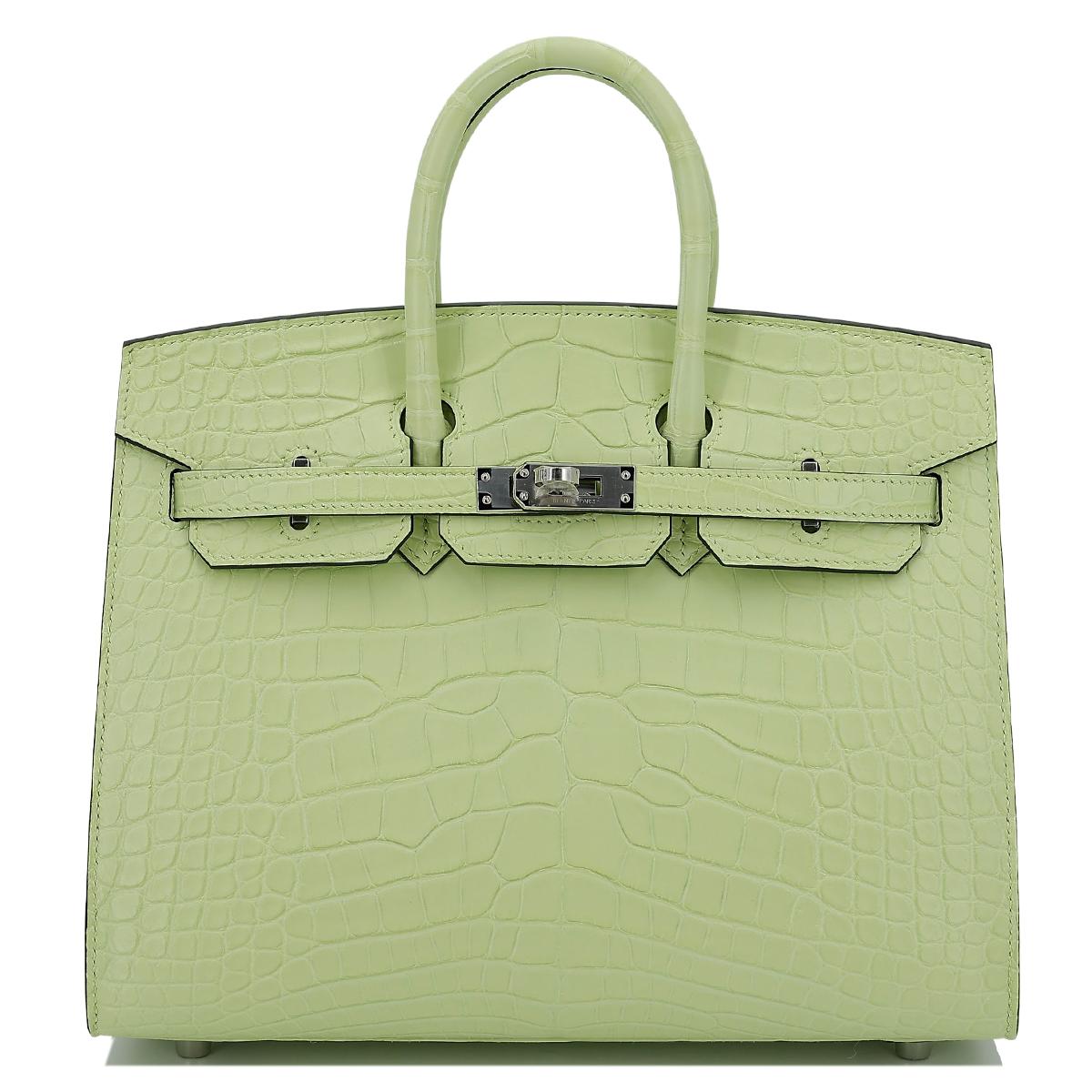 Brand New ( Rank N ) HERMÈS Birkin 25 Sellier Jaune Bourgeon (R9) Matte Alligator Palladium hardware B (2023) - 1