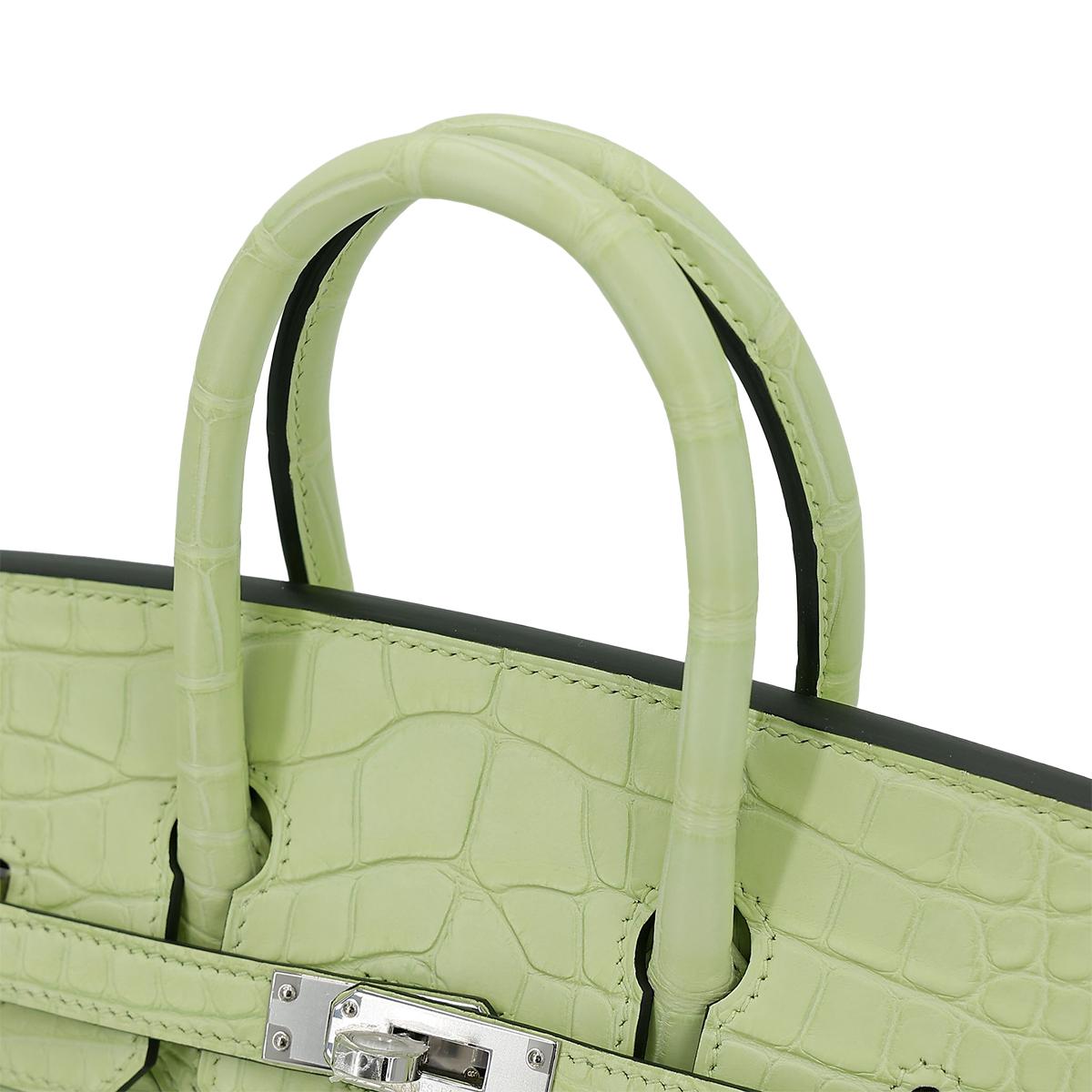 Brand New ( Rank N ) HERMÈS Birkin 25 Sellier Jaune Bourgeon (R9) Matte Alligator Palladium hardware B (2023) - 6