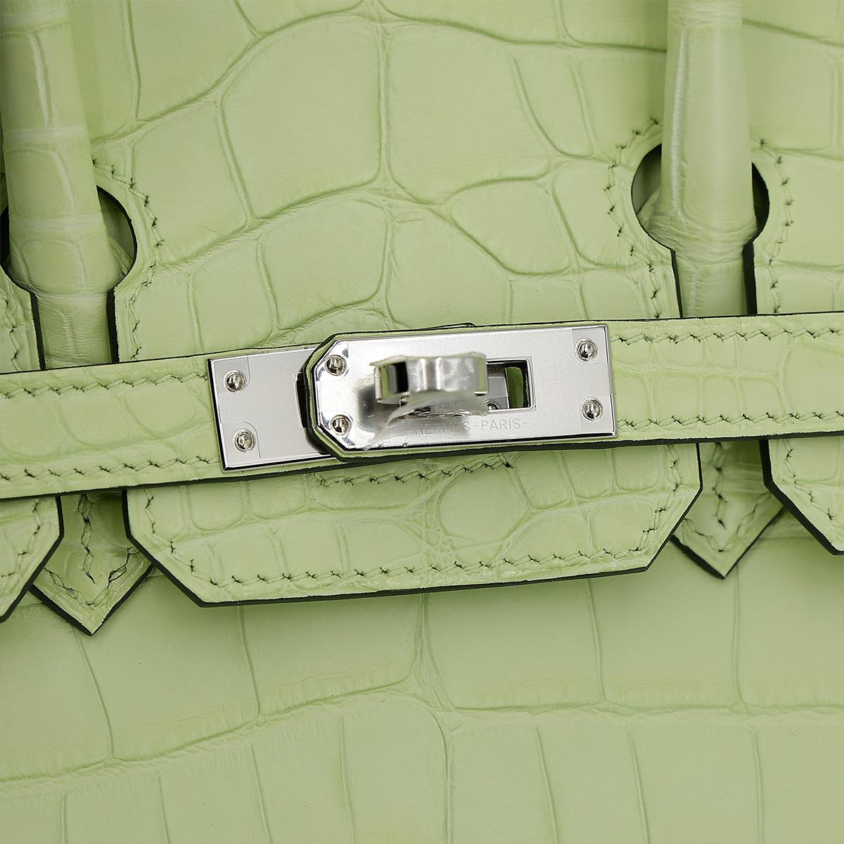 Brand New ( Rank N ) HERMÈS Birkin 25 Sellier Jaune Bourgeon (R9) Matte Alligator Palladium hardware B (2023) - 12