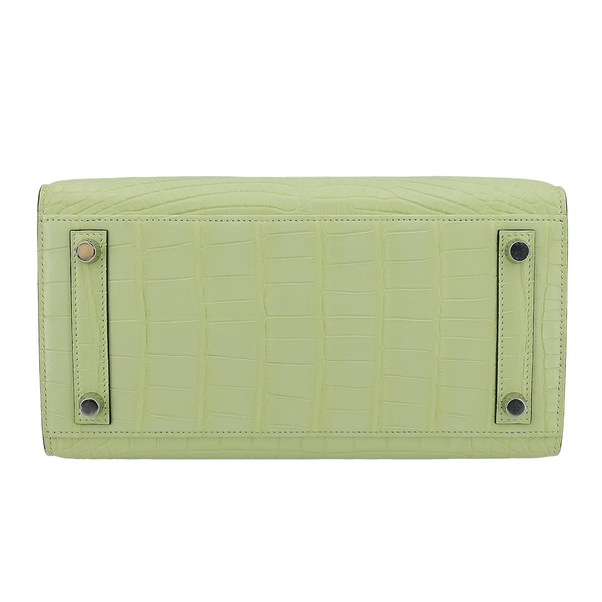 Brand New ( Rank N ) HERMÈS Birkin 25 Sellier Jaune Bourgeon (R9) Matte Alligator Palladium hardware B (2023) - 7