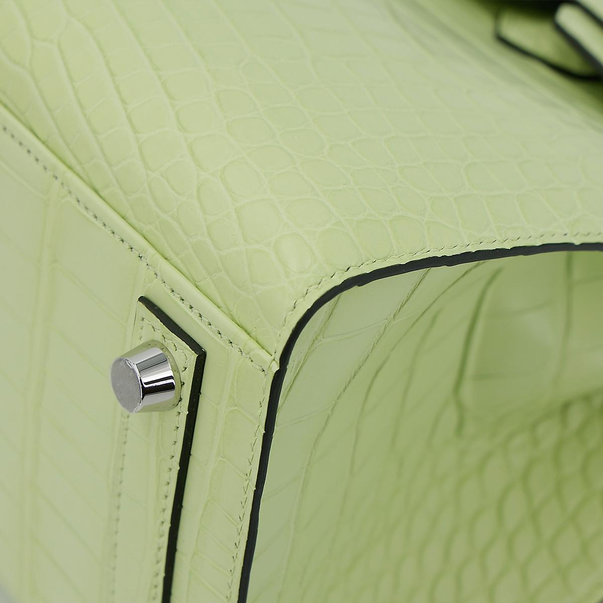 Brand New ( Rank N ) HERMÈS Birkin 25 Sellier Jaune Bourgeon (R9) Matte Alligator Palladium hardware B (2023) - 9