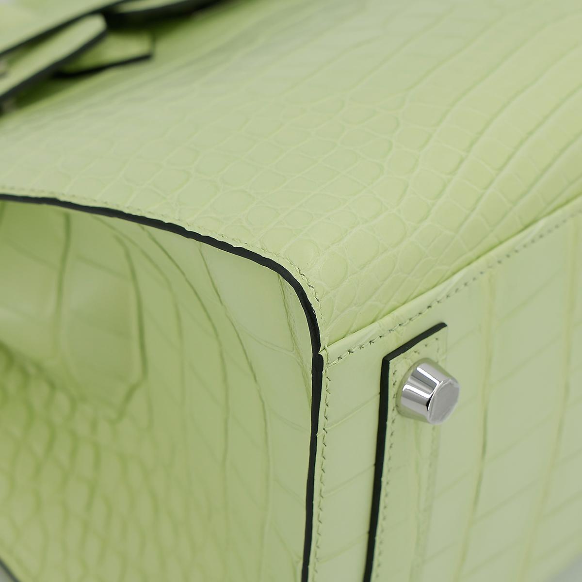 Brand New ( Rank N ) HERMÈS Birkin 25 Sellier Jaune Bourgeon (R9) Matte Alligator Palladium hardware B (2023) - 8