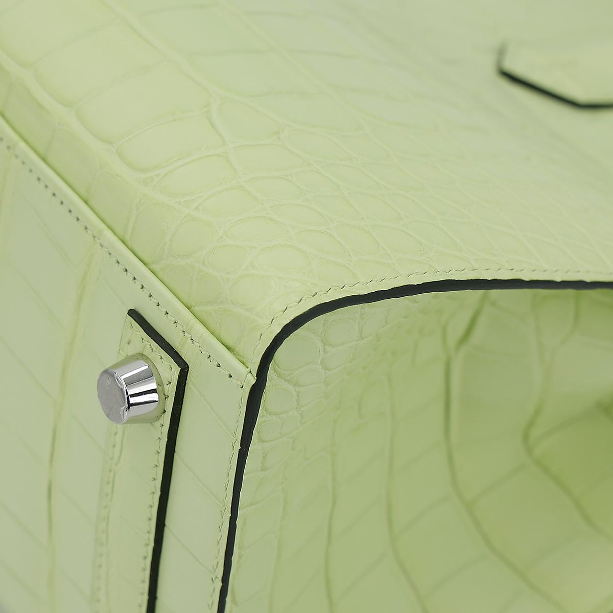 Brand New ( Rank N ) HERMÈS Birkin 25 Sellier Jaune Bourgeon (R9) Matte Alligator Palladium hardware B (2023) - 11