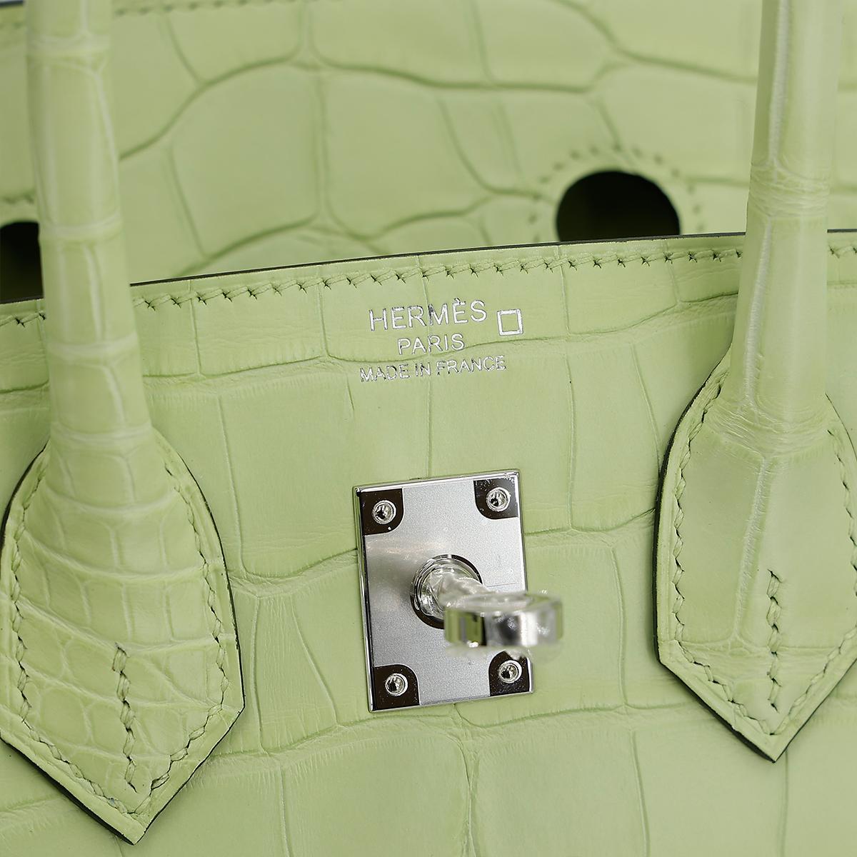 Brand New ( Rank N ) HERMÈS Birkin 25 Sellier Jaune Bourgeon (R9) Matte Alligator Palladium hardware B (2023) - 13