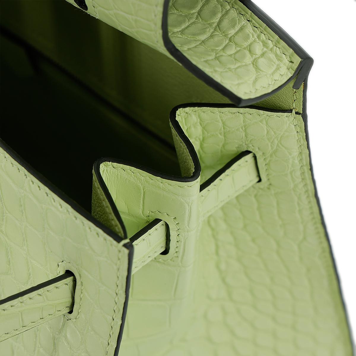 Brand New ( Rank N ) HERMÈS Birkin 25 Sellier Jaune Bourgeon (R9) Matte Alligator Palladium hardware B (2023) - 15