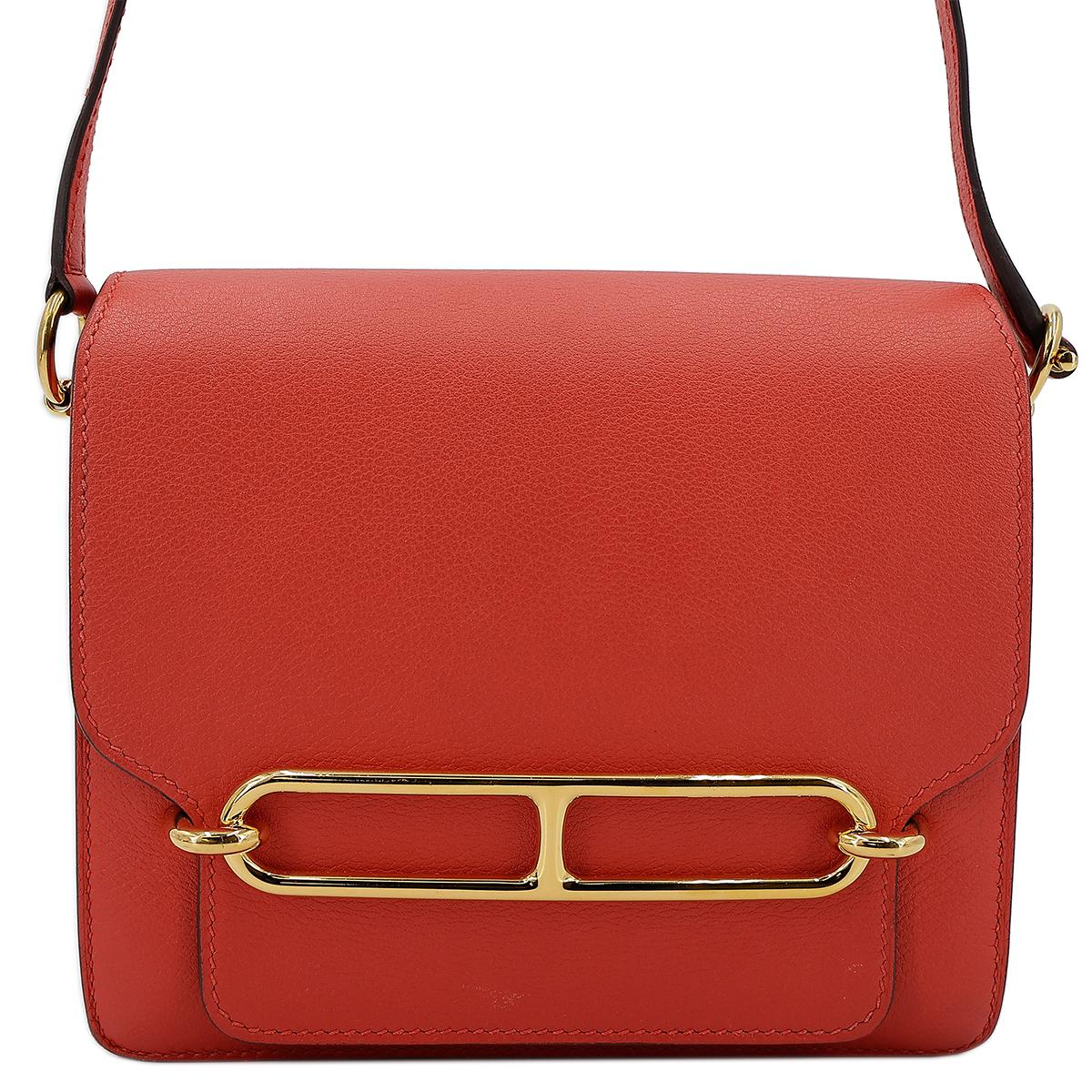 HERMÈS Roulis Mini shoulder bag in Rouge Tomate Evercolor leather with Gold hardware - 1