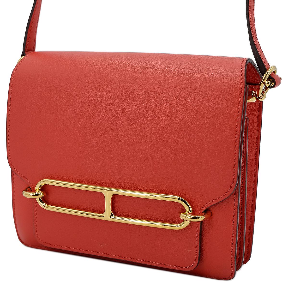 HERMÈS Roulis Mini shoulder bag in Rouge Tomate Evercolor leather with Gold hardware - 2