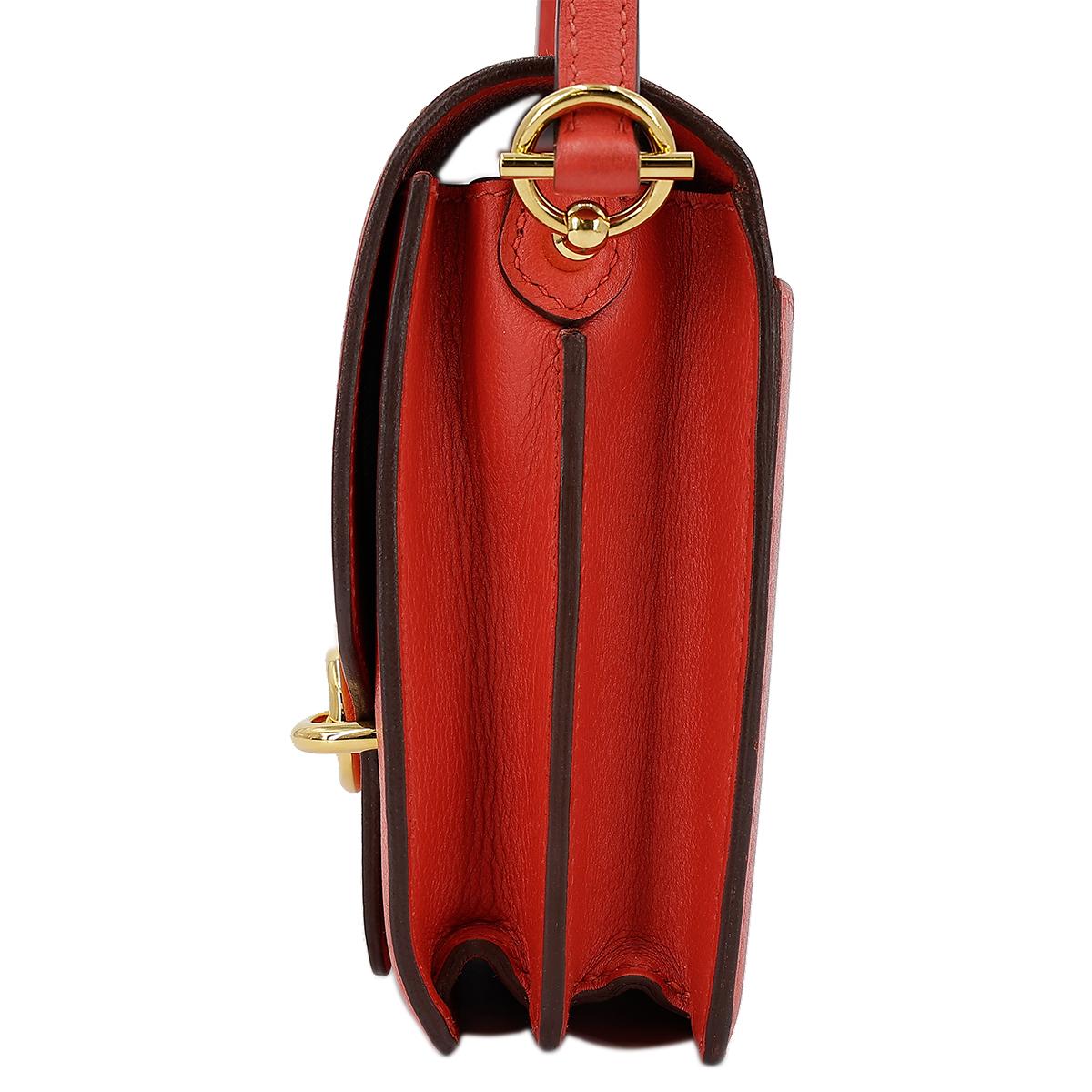HERMÈS Roulis Mini shoulder bag in Rouge Tomate Evercolor leather with Gold hardware - 4