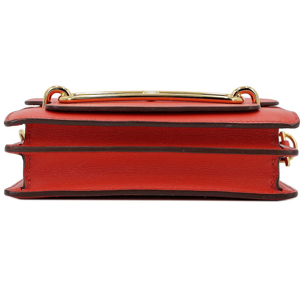HERMÈS Roulis Mini shoulder bag in Rouge Tomate Evercolor leather with Gold hardware - 7