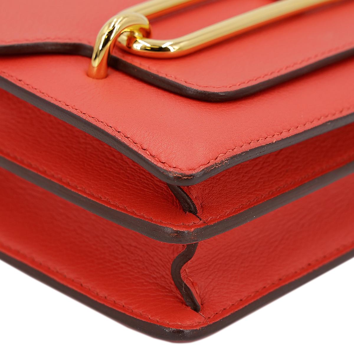 HERMÈS Roulis Mini shoulder bag in Rouge Tomate Evercolor leather with Gold hardware - 8