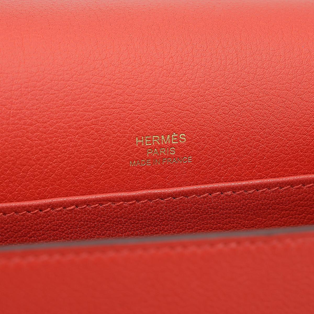 HERMÈS Roulis Mini shoulder bag in Rouge Tomate Evercolor leather with Gold hardware - 14