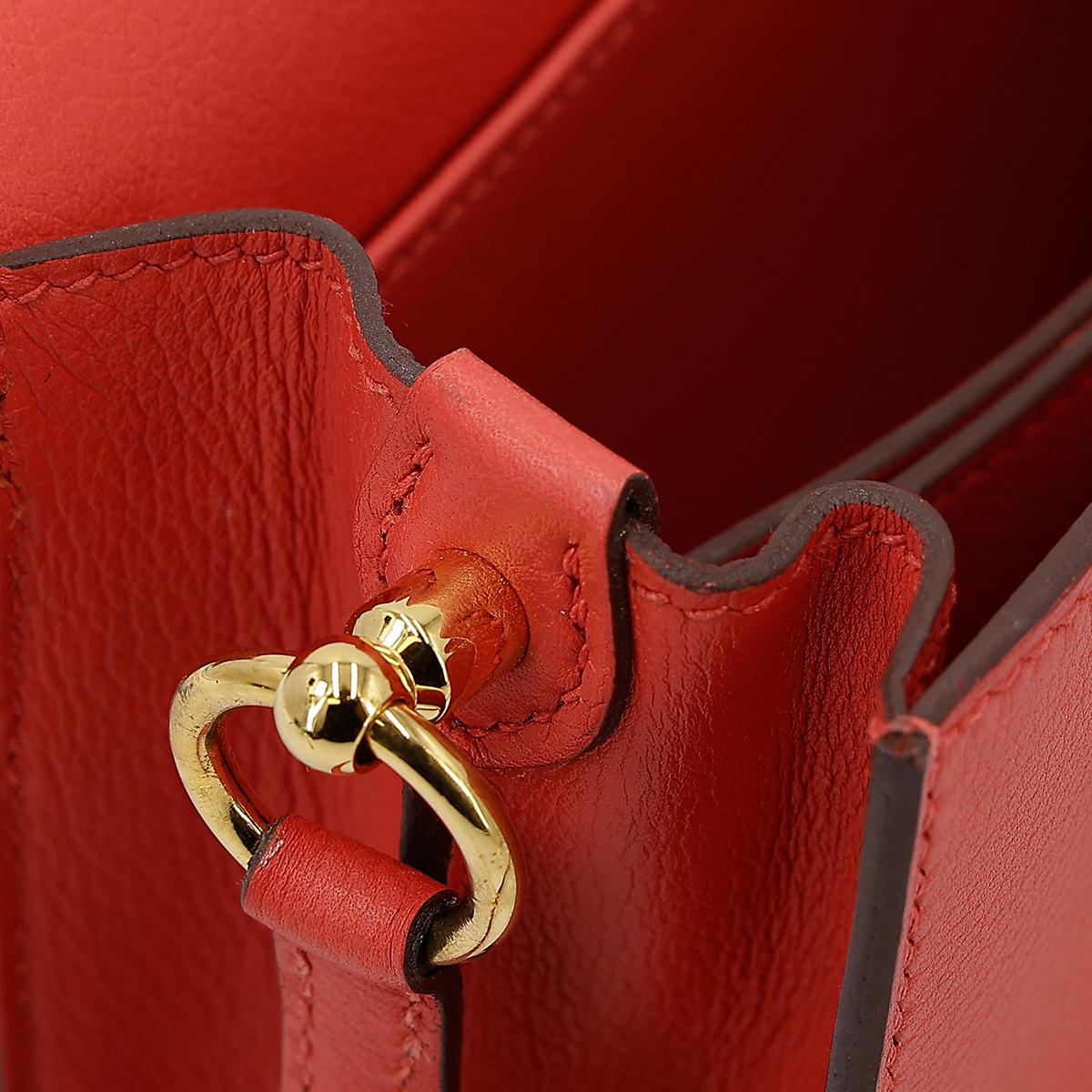 HERMÈS Roulis Mini shoulder bag in Rouge Tomate Evercolor leather with Gold hardware - 18