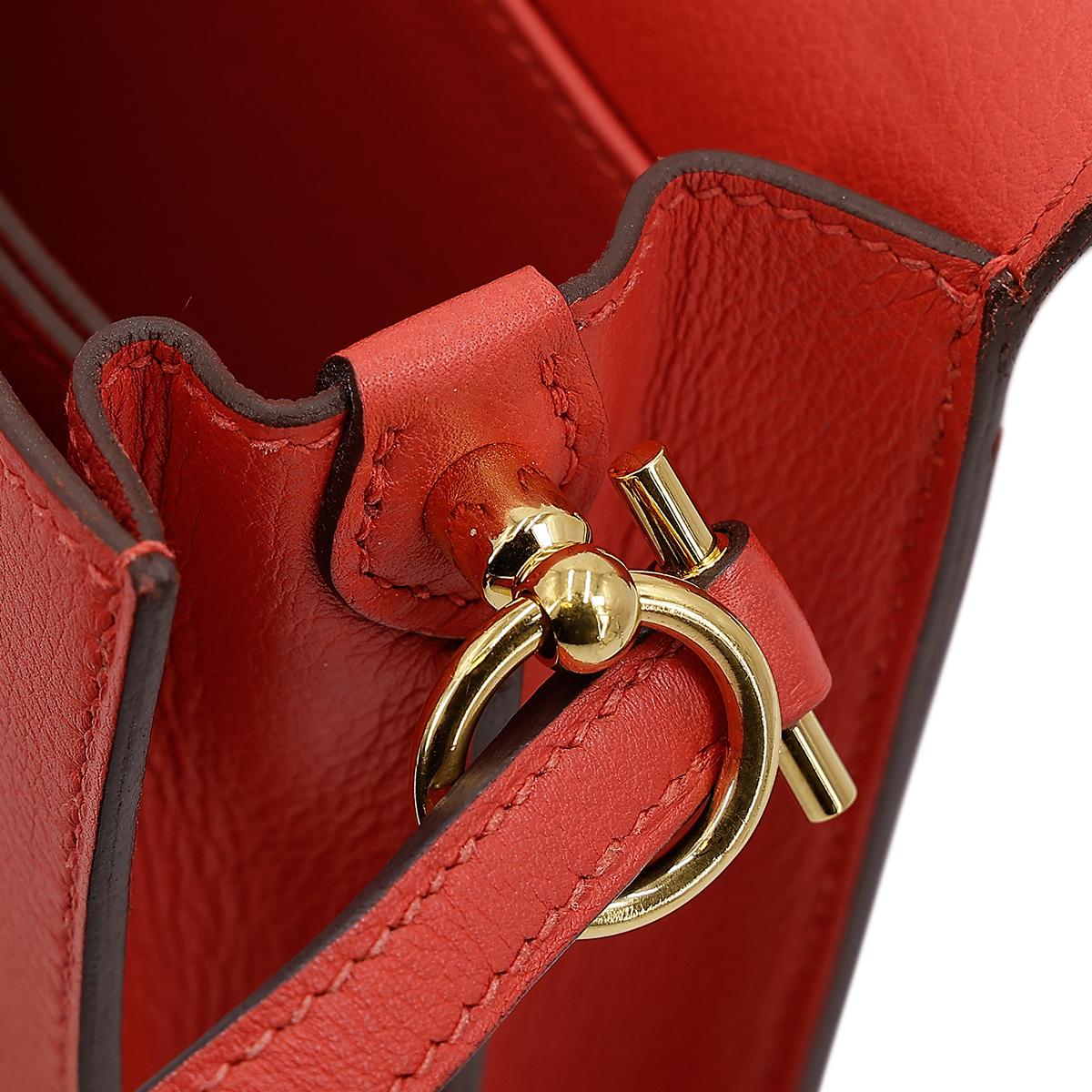 HERMÈS Roulis Mini shoulder bag in Rouge Tomate Evercolor leather with Gold hardware - 17