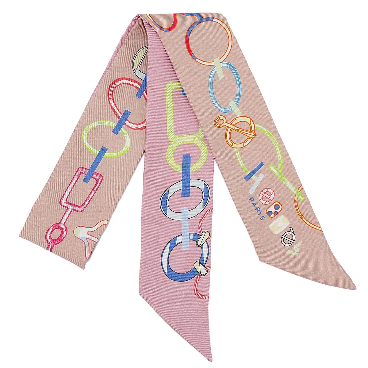 HERMÈS Twilly Do Re Boucles in Pink Silk - 1