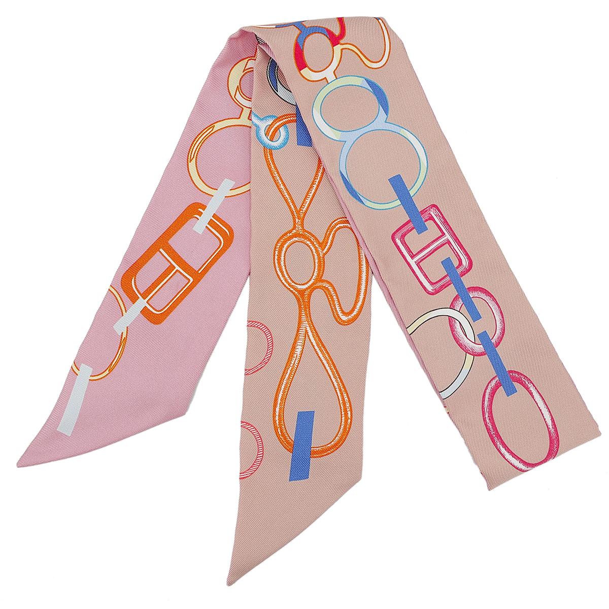 HERMÈS Twilly Do Re Boucles in Pink Silk - 2