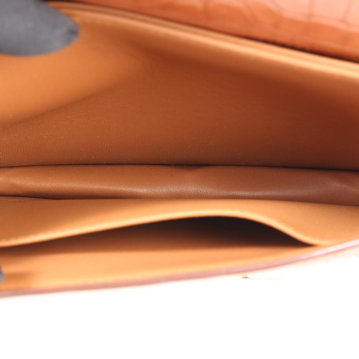 HERMÈS Matte Alligator Constance Mini 19 shoulder bag in Gold with Gold hardware - 15