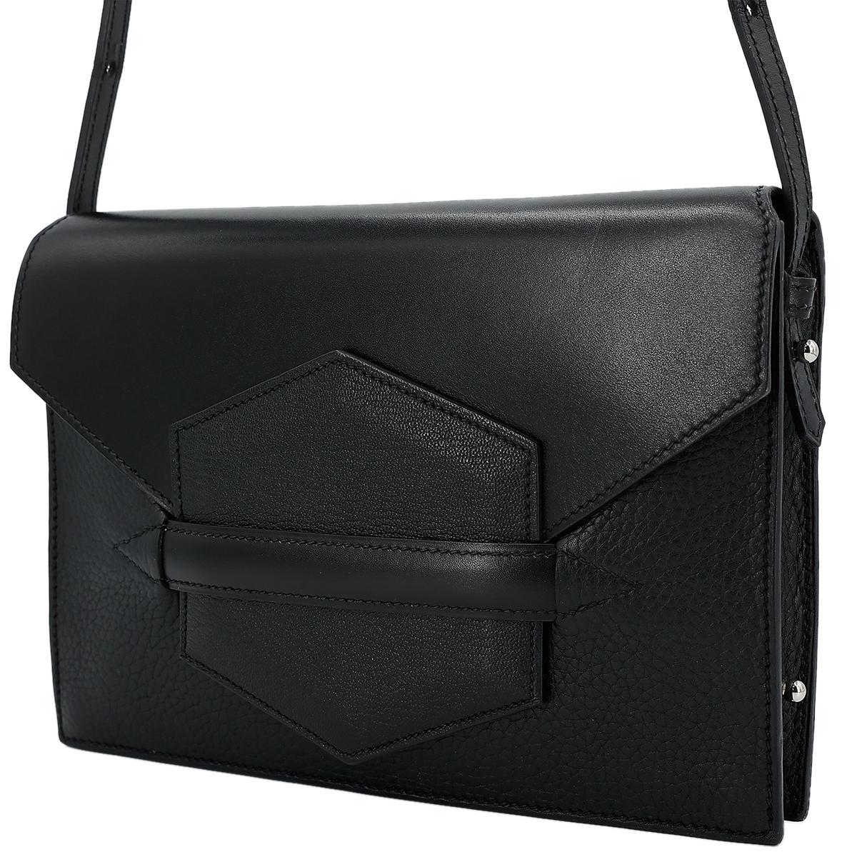 HERMÈS Faco clutch in Black Chevre leather with Palladium hardware - 2