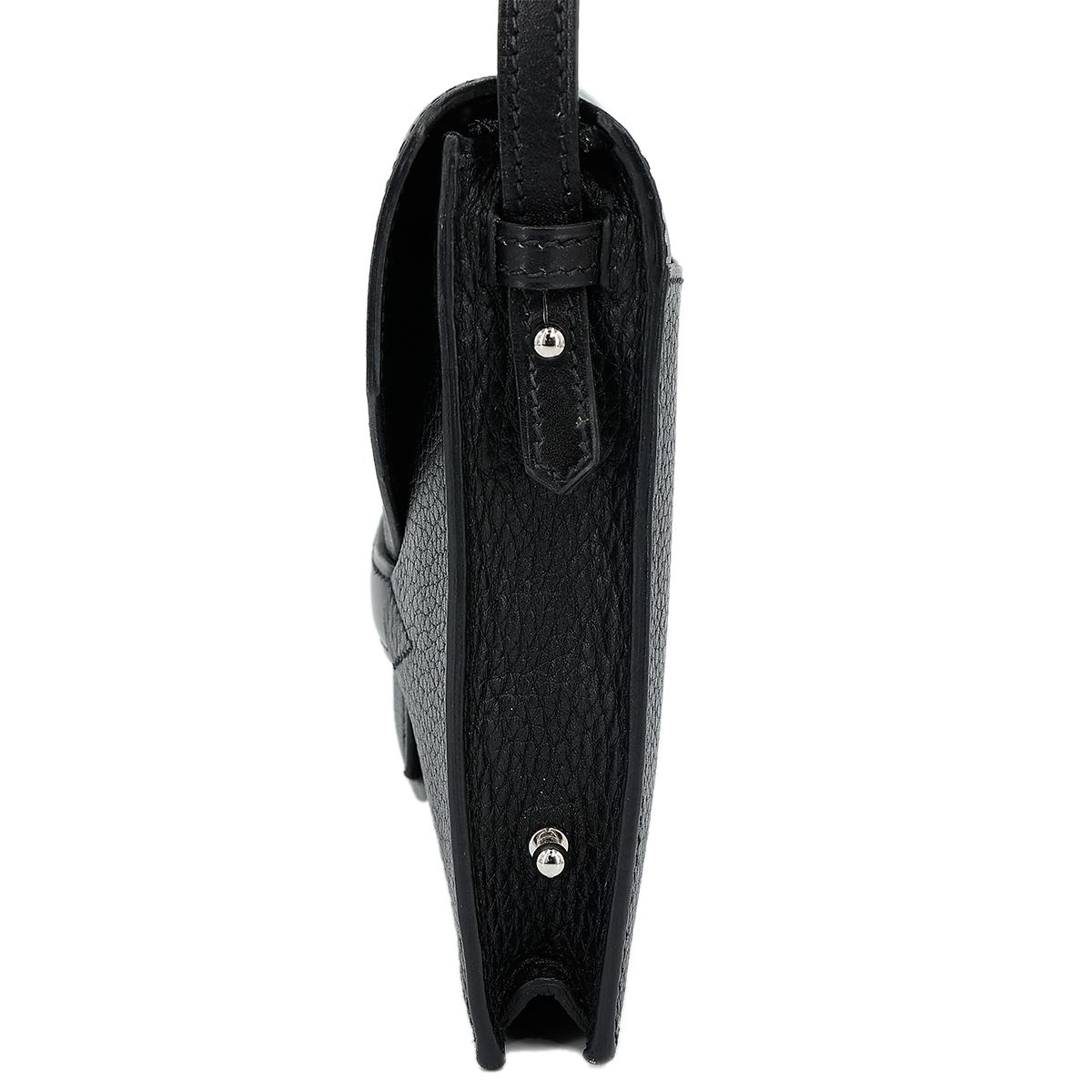HERMÈS Faco clutch in Black Chevre leather with Palladium hardware - 4