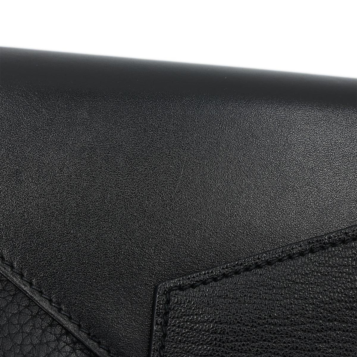HERMÈS Faco clutch in Black Chevre leather with Palladium hardware - 13