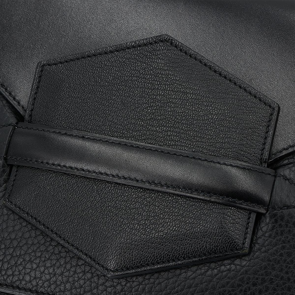 HERMÈS Faco clutch in Black Chevre leather with Palladium hardware - 12