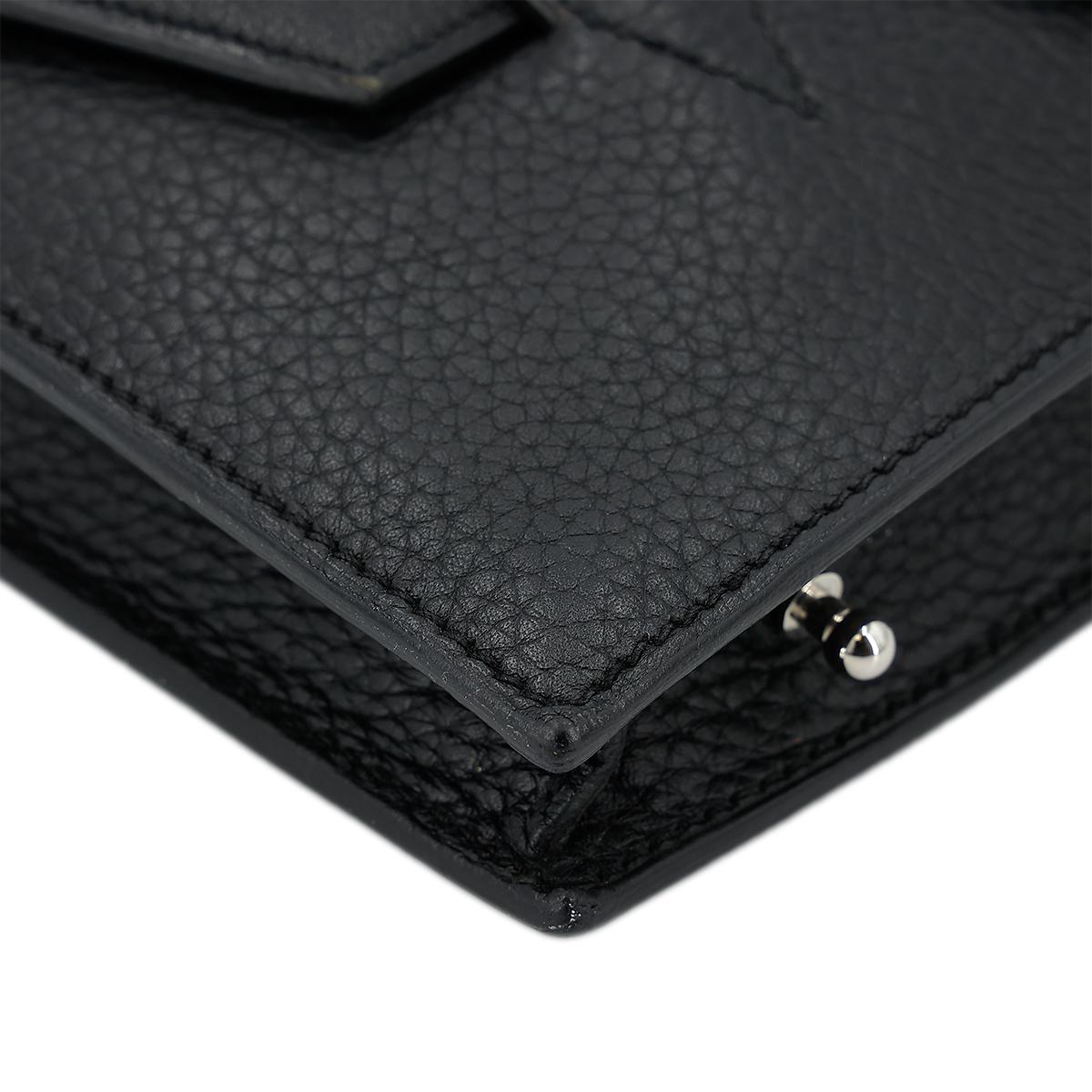HERMÈS Faco clutch in Black Chevre leather with Palladium hardware - 8
