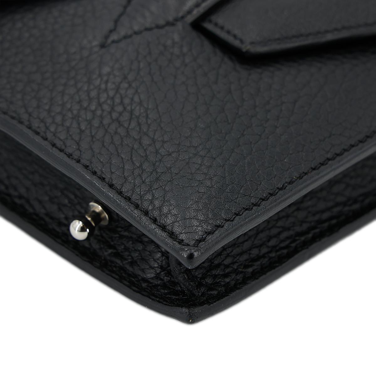 HERMÈS Faco clutch in Black Chevre leather with Palladium hardware - 9