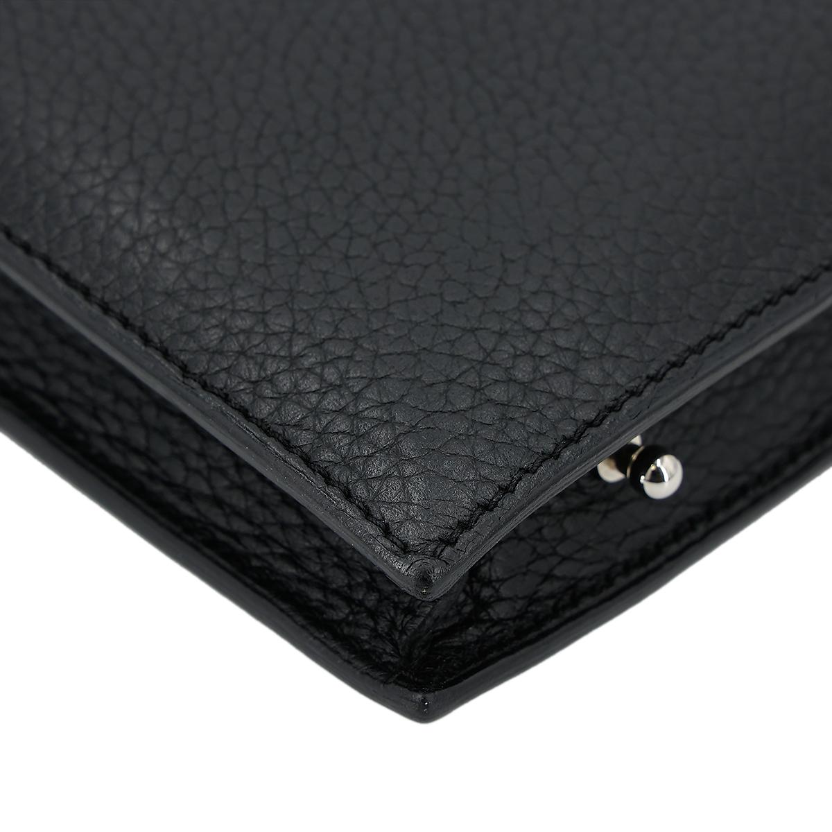 HERMÈS Faco clutch in Black Chevre leather with Palladium hardware - 10