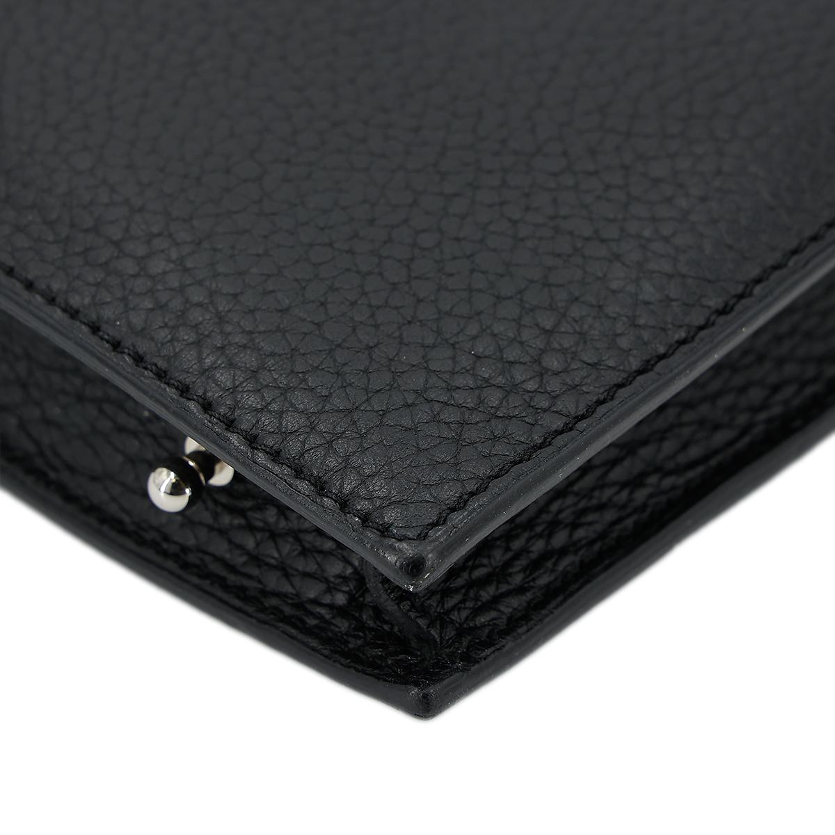 HERMÈS Faco clutch in Black Chevre leather with Palladium hardware - 11