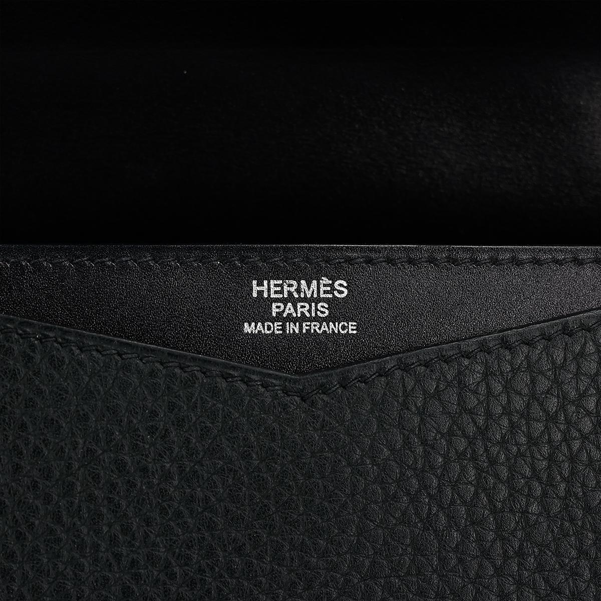 HERMÈS Faco clutch in Black Chevre leather with Palladium hardware - 17