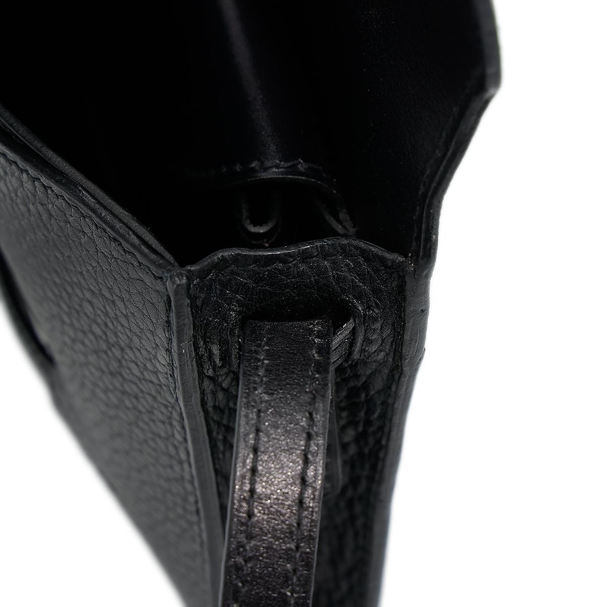HERMÈS Faco clutch in Black Chevre leather with Palladium hardware - 20