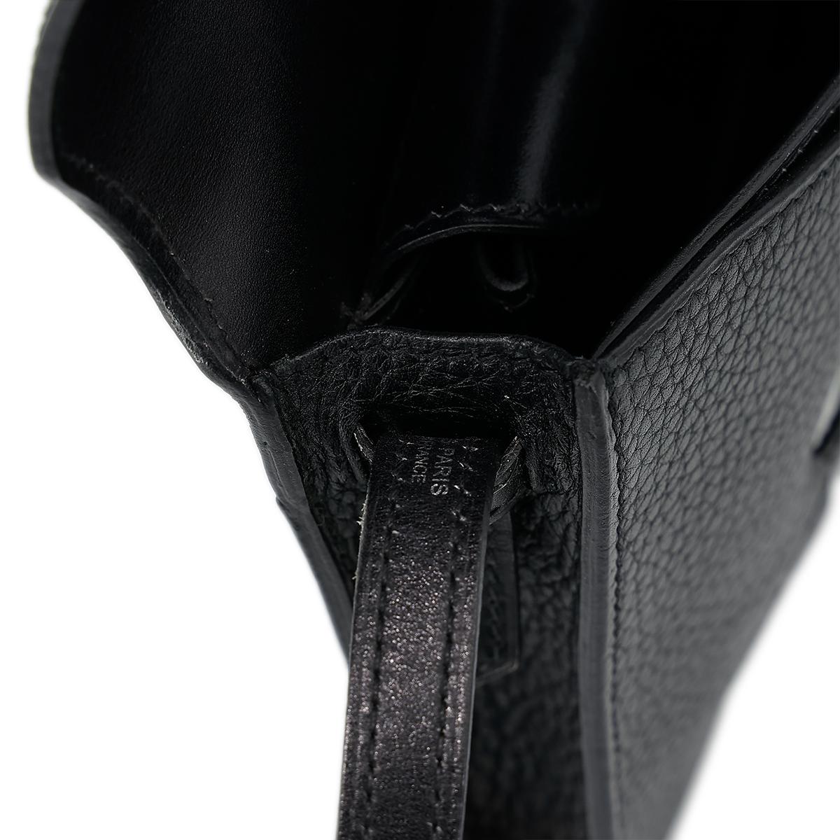HERMÈS Faco clutch in Black Chevre leather with Palladium hardware - 21
