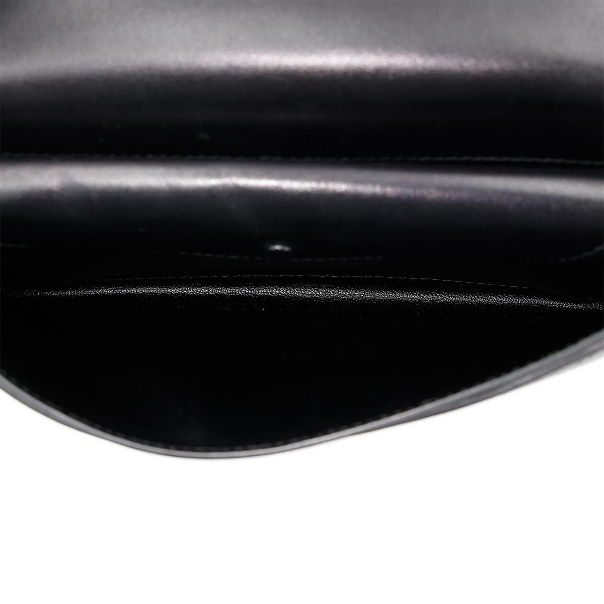 HERMÈS Faco clutch in Black Chevre leather with Palladium hardware - 18