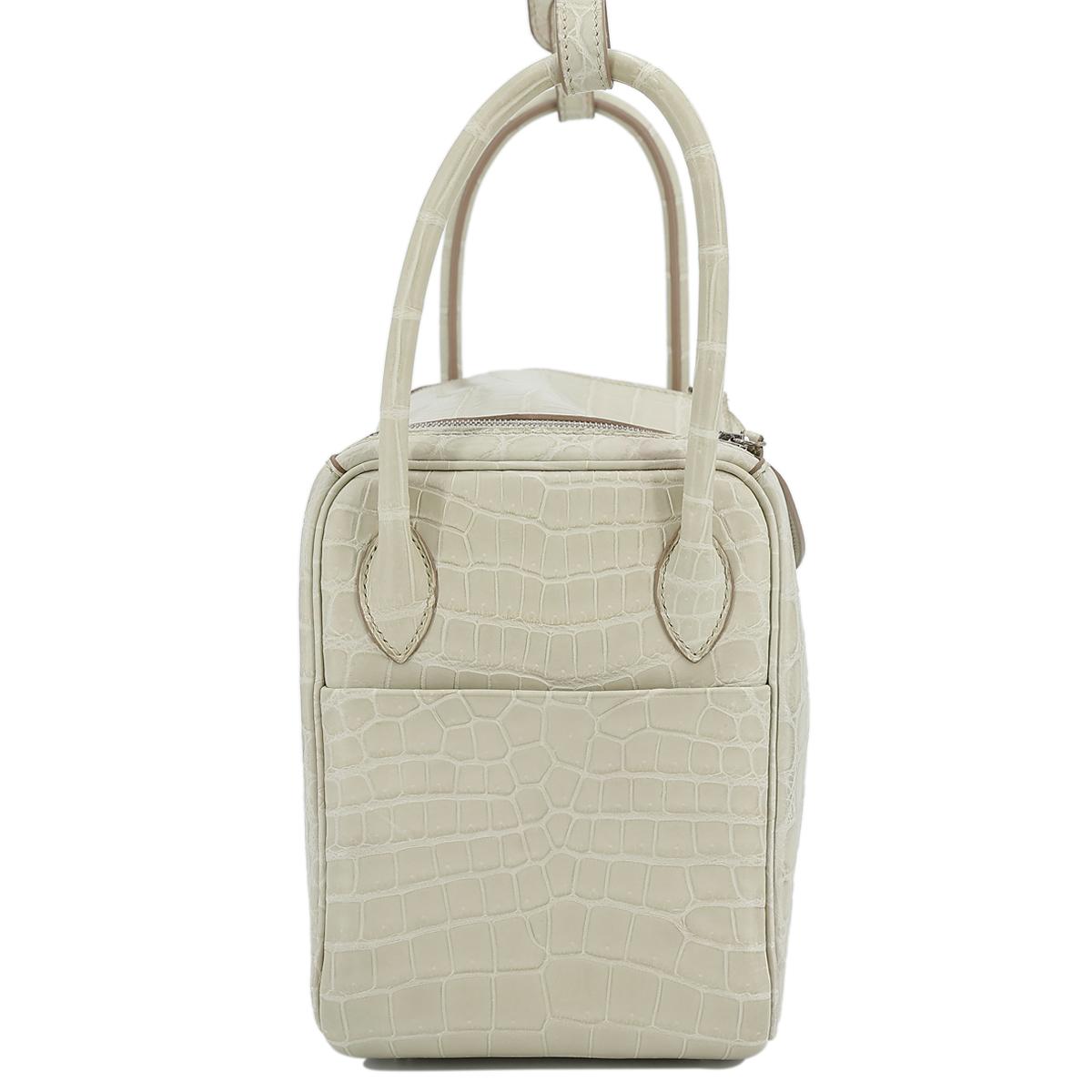 Very Good ( Rank A) HERMÈS Lindy 26 Beton (8L) Matte Niloticus Crocodile Palladium hardware X (2016) - 5