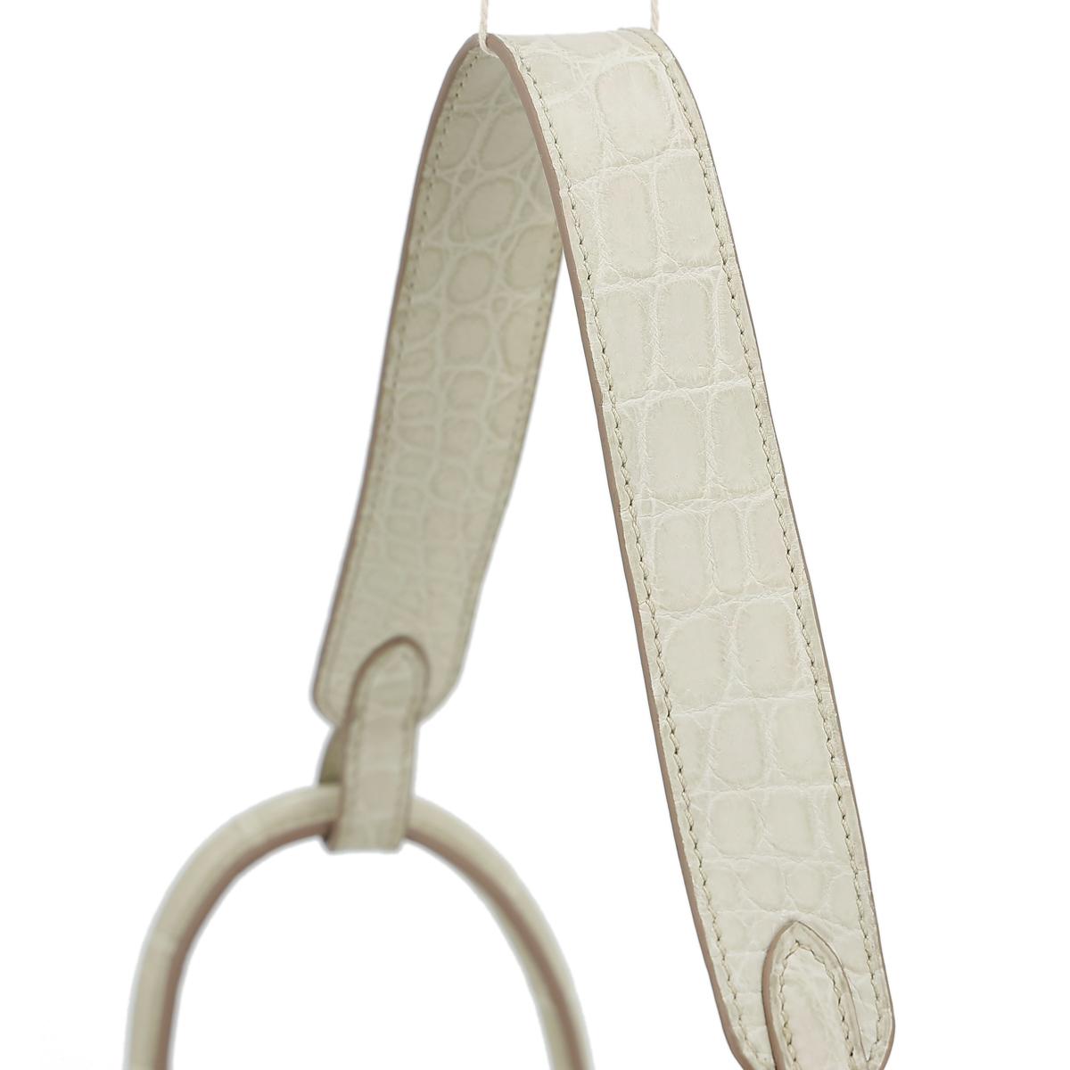Very Good ( Rank A) HERMÈS Lindy 26 Beton (8L) Matte Niloticus Crocodile Palladium hardware X (2016) - 7