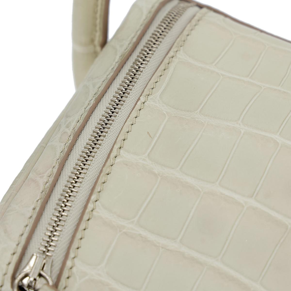 Very Good ( Rank A) HERMÈS Lindy 26 Beton (8L) Matte Niloticus Crocodile Palladium hardware X (2016) - 23