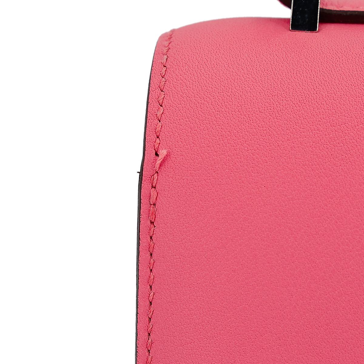 [中古] HERMÈS 愛馬仕 Constance Mini 19 康康 單肩包 8W Rose Azalee 脣膏粉 Swift牛皮 銀扣 - 7